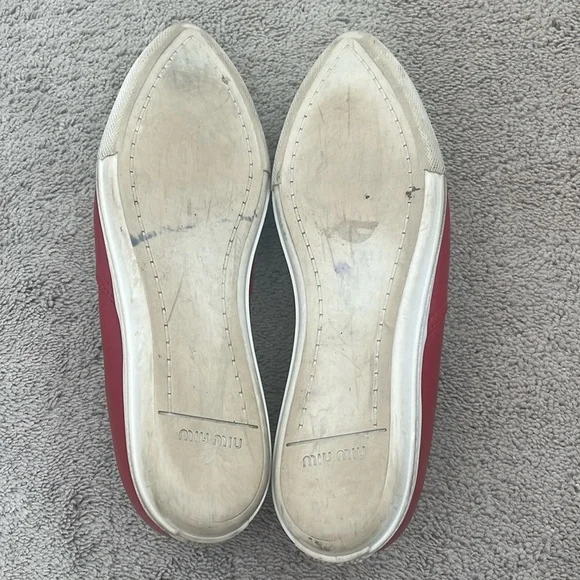 Miu Miu Pointed Metal Cap Toe Skate Red Leather Sneakers Size 10 (40) - Picture 9 of 9